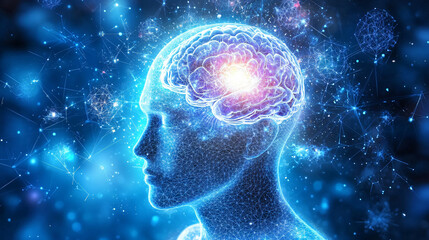 A luminous head glowing with universal energy, its radiant essence spreading harmony and a profound sense of inner peace.