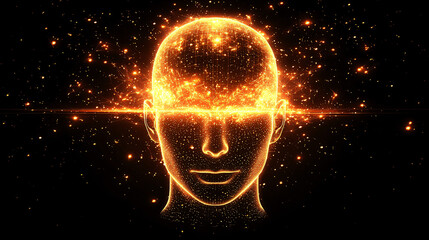 A luminous head glowing with universal energy, its radiant essence spreading harmony and a profound sense of inner peace.