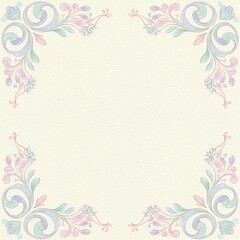 Obraz premium Elegant Floral Border Illustration with Swirling Pastels for Invitations and Stationery Design