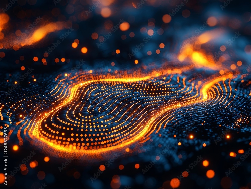 Poster intricate data fingerprint with glowing fraud alerts protected by shields cybersecurity concept visu