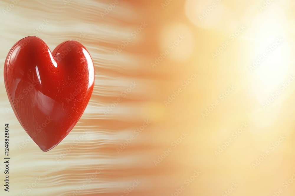 Poster abstract artwork of pulsating heart with flowing lines and soft light background