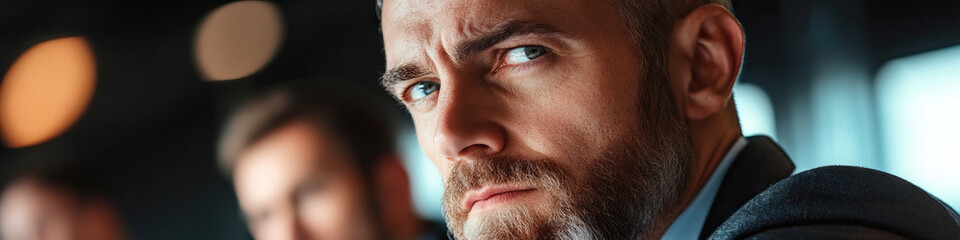 Obraz premium Close-up Portrait of a Bearded Man in a Suit Jacket