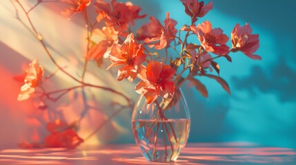 Vibrant orange flowers in a glass vase
