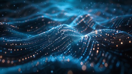 Fototapeta premium An abstract background with a wavy pattern of blue light.