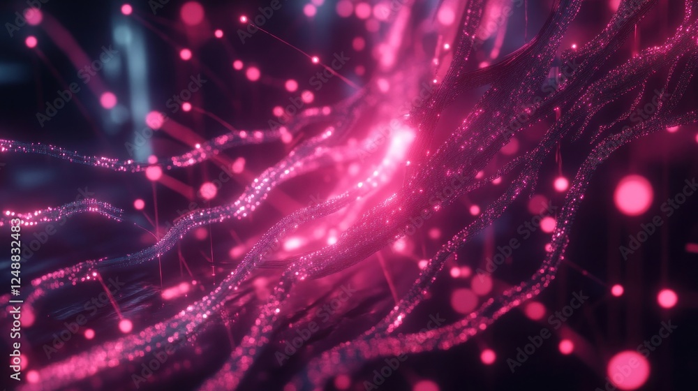 Poster glowing digital neural connections in a futuristic abstract visualization