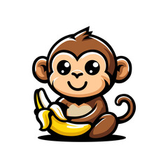 Animated mascot of a monkey with a banana