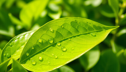 Nature of green leaf in garden at summer. Natural green leaves plants using as spring background cover page greenery environment ecology lime green wallpaper, low-poly. with white shades