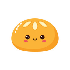 Fototapeta premium Bun Bread Food Eat Meal Snack Cuisine Animation Kawaii Character 