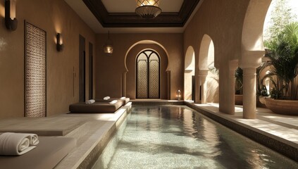 Moroccan spa pool, tranquil courtyard, relaxation