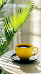 A Vibrant Yellow Coffee Cup, Perfect Morning Delight