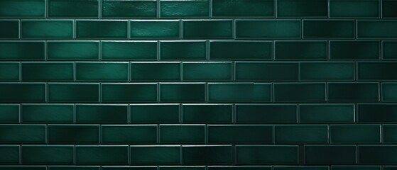 Professional Dark Green Brick Subway Tiles Ceramic Wall Texture Image