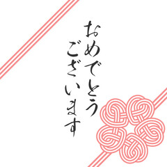 水引き風　おしゃれな桜結びのフレーム　薄紅色　3本　コーナーリボン