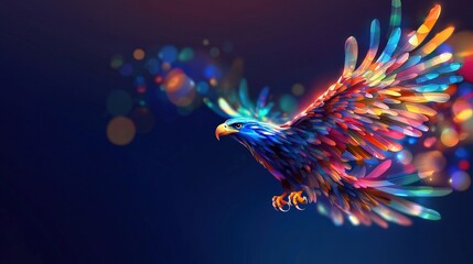 Obraz premium Abstract eagle design in vibrant colors with sharp, glowing edges