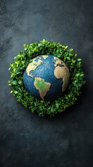 Globe with green leaf symbolizing environmental awareness and eco-friendly travel options