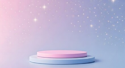 A pastel gradient podium with tiny, glowing stars in the background, Ai Generated