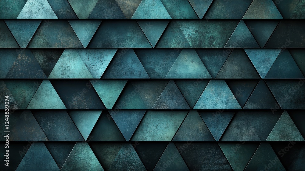Poster Teal triangle pattern texture background