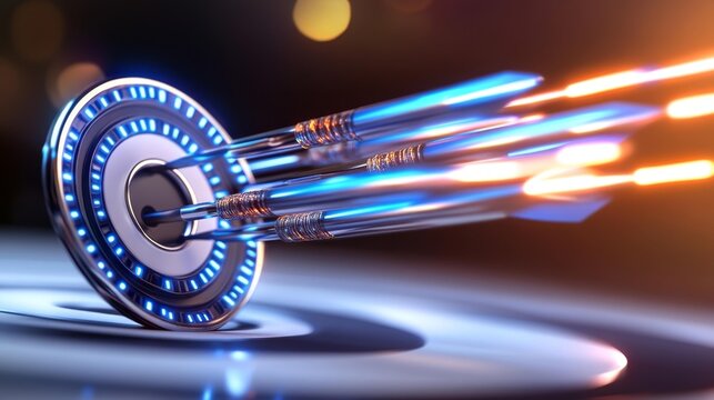 High Speed Darts in Motion Toward Bullseye. Generative AI