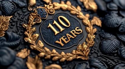 Luxurious Black and Gold Design Celebrating 110 Years. Generative AI