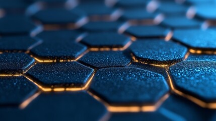 Obraz premium Abstract Blue Hexagonal Background with Shimmering Details. Generative AI
