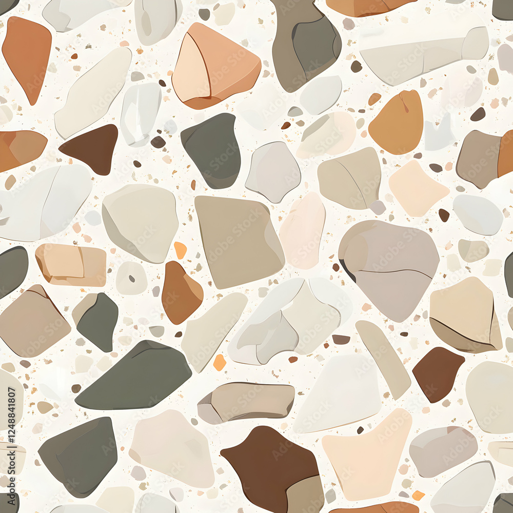 Poster abstract terrazzo design with earthy tones, a modern and versatile pattern for interior design and c