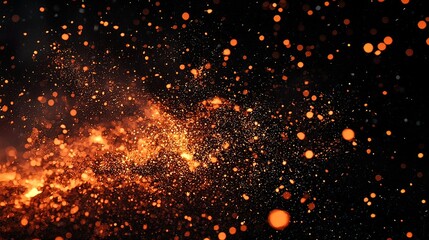 Fototapeta premium Abstract fiery sparks explosion on a dark background.