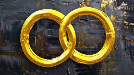 Stylized Golden Interlocking Circles On Canvas