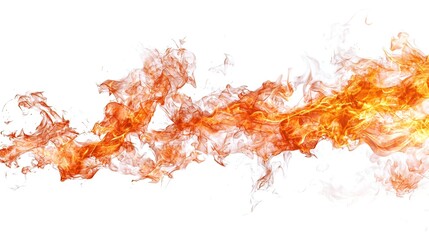 Abstract flames, orange and yellow, flowing in a horizontal line against a white background.
