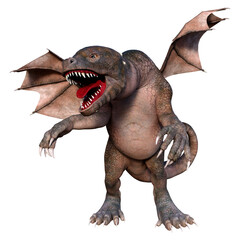 3D Rendering Fairy Tale Dragon on White