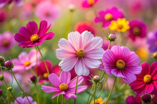 Pink cosmos flower close-up delicate flower wallpaper concept