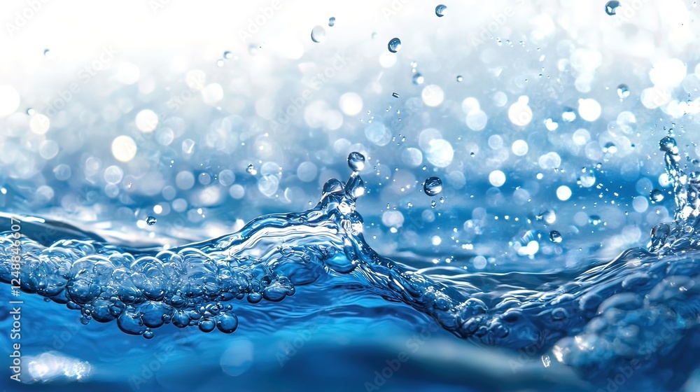 Poster abstract water splash with bokeh effect.