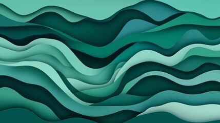 Fototapeta premium Green Background with Abstract Shapes and Smooth Flowing Lines Creating Sleek Dynamic Modern Polished Feel