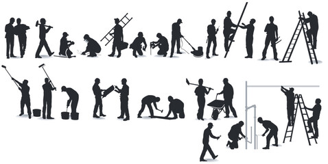 Handwerker und  Mechaniker, Illustration, isoliert auf weißem Hintergrund.eps