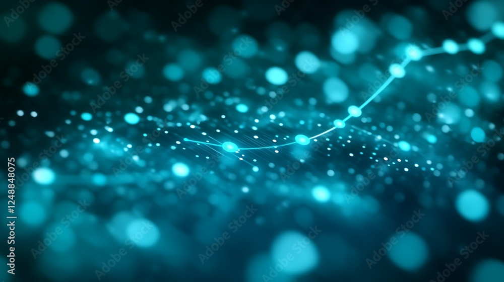 Poster abstract graph with glowing dots and line representing data or connection networks