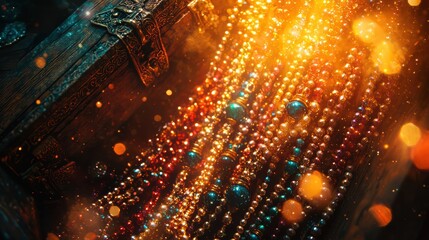 Vibrant elegance beads and banners in abstract motion