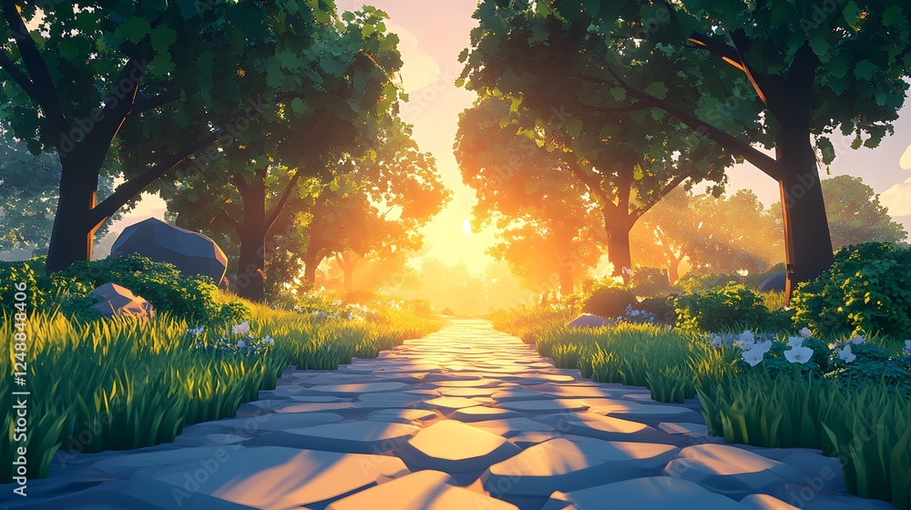Poster whimsical style a playful low-poly forest scene at 9d740e8a-62dd-4ca9-881a-851a49bae687 1 with color