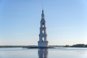 Kalyazin. Early morning at the flooded old bell tower, Tver region, Russia