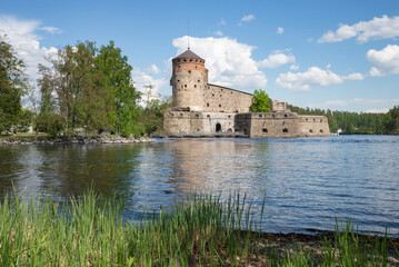 Summer day at the Swedish ancient fortress Olavinlinna. Savonlinna, Finland
