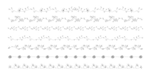 美しい線画のボタニカルのライン花　シンプル、線画、黒線、ナチュラル