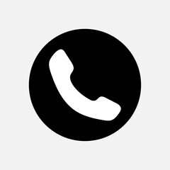 Calling phone icon in a black circle