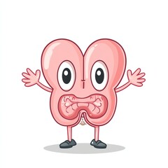 Obraz premium A cartoonish character resembling a part of the human body with a surprised expression, arms outstretched, and a playful demeanor.