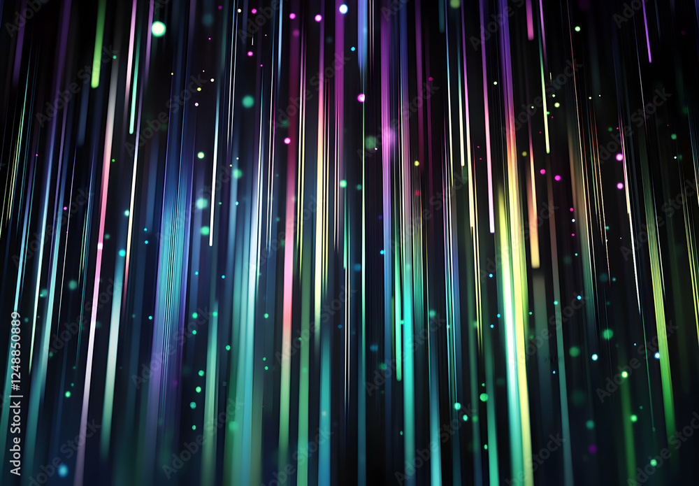 Aufkleber ethereal cascade of luminous strands, a mesmerizing abstract display of vibrant light streams agains