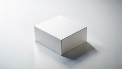 Pristine white square, subtly shadowed, minimalist photography against a clean backdrop.