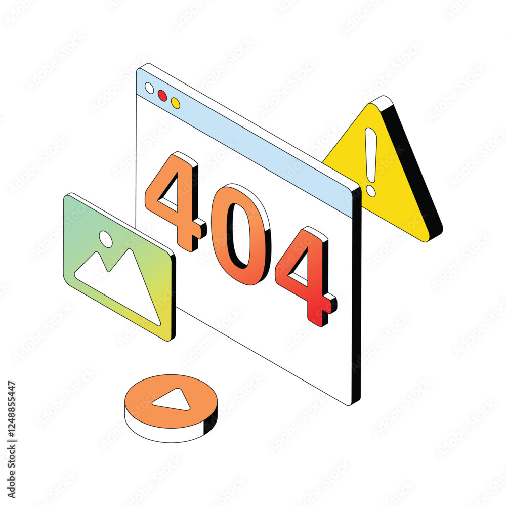 Poster content error vector gradient isometric style illustration. eps 10 file