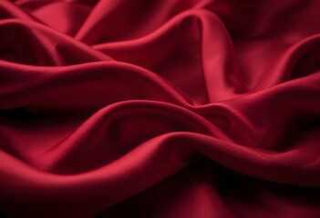 Obraz premium Luxurious Flowing Red Silk Fabric with Deep Folds and Soft Shadows AI Generated
