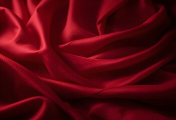 Obraz premium Luxurious Flowing Red Silk Fabric with Deep Folds and Soft Shadows AI Generated