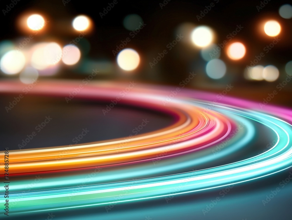 Aufkleber vibrant light trails in abstract motion creating a dynamic and energetic night scene with colorful b