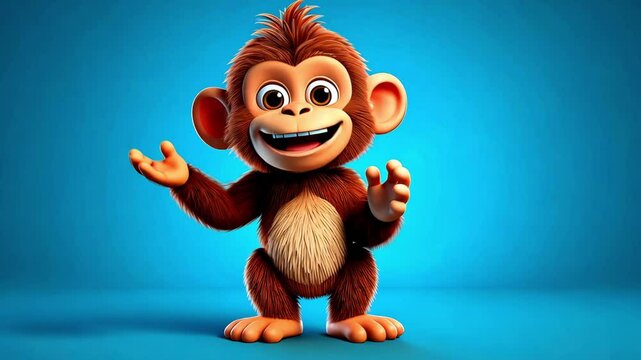 Cute Cartoon Monkey Character Talking Loop