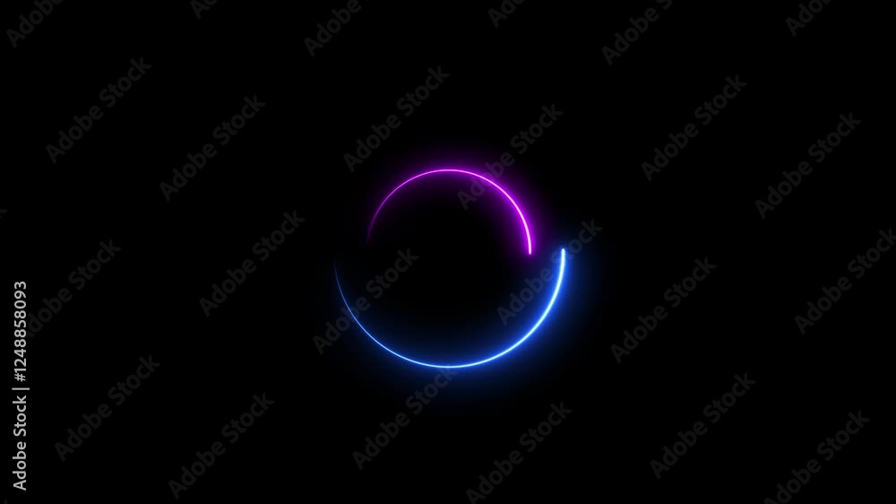 Poster animation of glowing neon circle background. seamless looping circle frame with neon motion graphic 