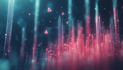 Dynamic Financial Chart Upward Growth Trends with Vertical Lines, Blue-Pink Gradient, Clean Design