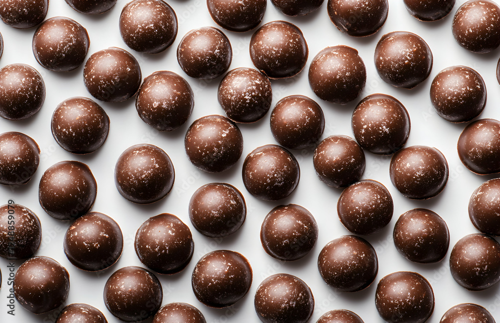 Aufkleber elegant chocolate truffle array, a symphony of dark indulgence with a subtle dusting on a clean back